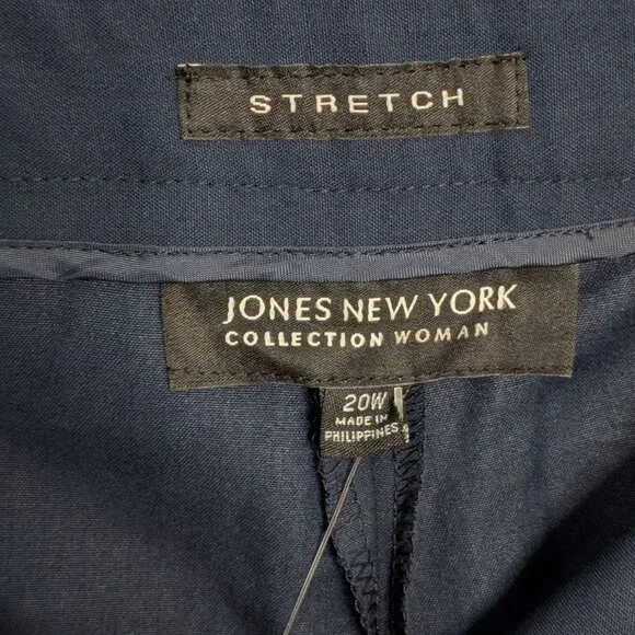 Jones New York Womens Navy Stretch Runway Slim Pants 20W Polyester Blend Career - Picture 3 of 16